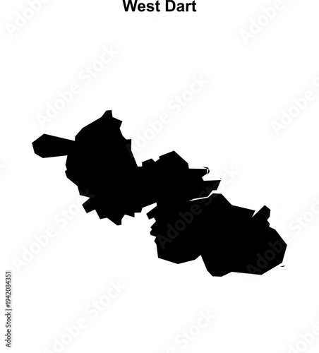 West Dart (England) blank outline map