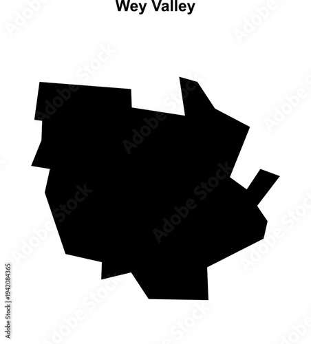 Wey Valley (England) blank outline map