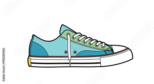 Stylish turquoise canvas sneaker with white laces and sole, representing casual fashion on an isolated white background.