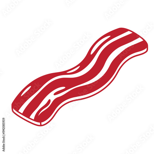 Crispy delicious pork bacon strip with white lines on white background  mouthwatering food