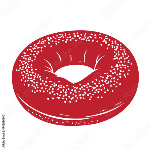 red bagel with white sesame seeds on top isolated on white background  a delicious breakfast food