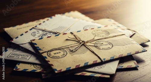 Pile of Vintage Letters Postmarked from War Zones