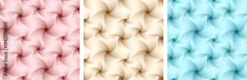 seamless fractal pattern set with pastel pink beige and blue stars geometric twisted line texture repetitive wallpaper