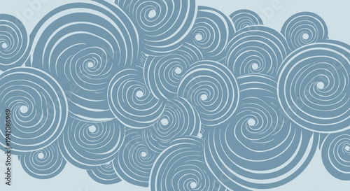 Set of blue swirl pattern vector graphics