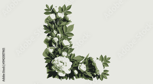 Floral letter L illustration vector
