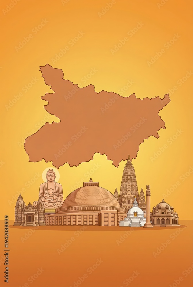 Obraz premium Bihar day poster illustration.