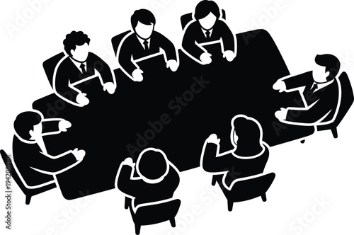 Silhouette vector illustration of business people in meeting teamwork concept
