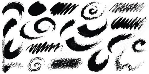 Scribble doodle elements for poster, social media. Handwritten love, mad, irritation, anger doodles. Rough emotional hand drawn