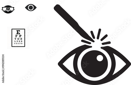 Laser eye treatment icon simple ophthalmology surgery symbol vision correction medical vector silhouette