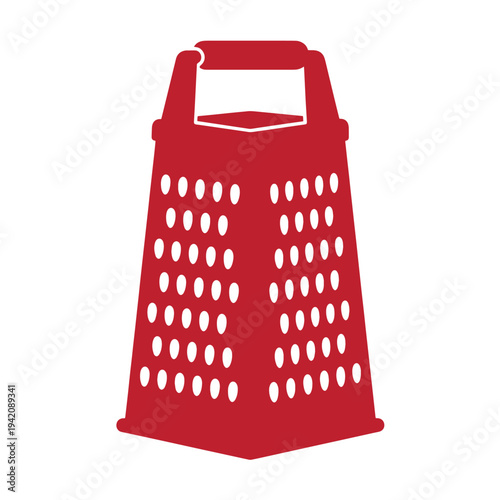 Red plastic cheese grater kitchen utensil for shredding food  cooking tool