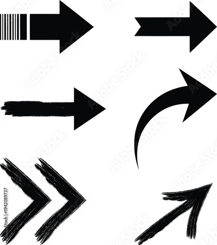 Silhouette vector arrows collection black arrow icons for design and graphics