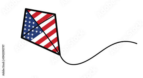 American flag kite vector illustration
