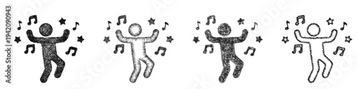 Sketch dance icon design set