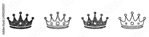 Sketch crown icon design set