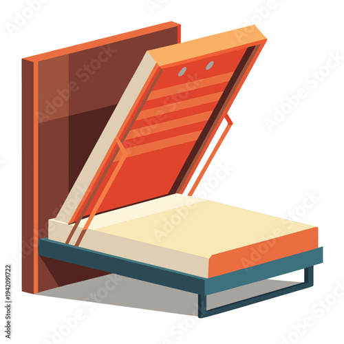 Space saving wall mounted murphy bed with a comfortable mattress ready for a compact room or studio apartment