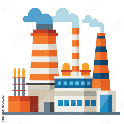 A colored vector industrial factory with smoky effect