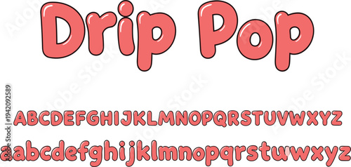 Drip Pop Bubble Alphabet Font Set with Uppercase and Lowercase Letters for Comic Style Typography, Kids Design, Branding, Posters, and Creative Display Projects
