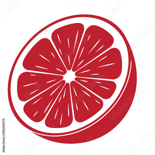 Red grapefruit slice cut in half citrus fruit illustration isolated on white background