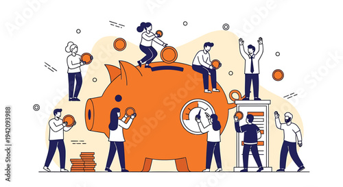 Set of finance and banking vector illustrations
