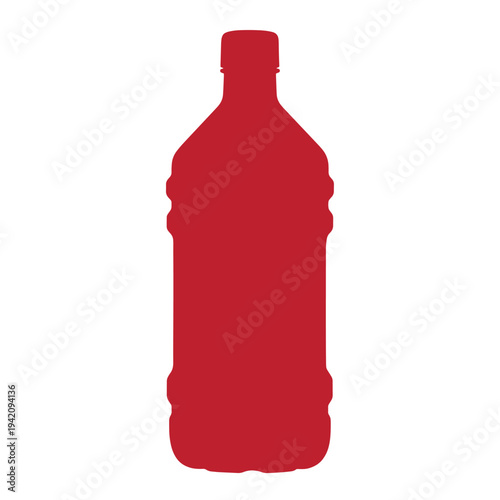 Red plastic soda bottle with screw on cap  isolated on white background