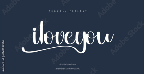 Romantic Typography with I Love You Message on Navy Background