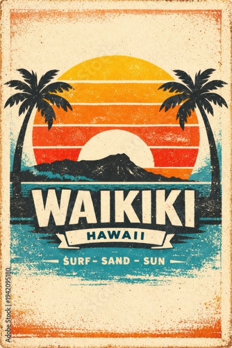 Waikiki Hawaii Vintage Poster