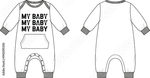 Technical Fashion Flat Sketches Collection featuring Women Cargo Joggers, Paperbag Trousers, Athletic Tank Tops, and Ruffled Baby Romper Vector CAD Drawings