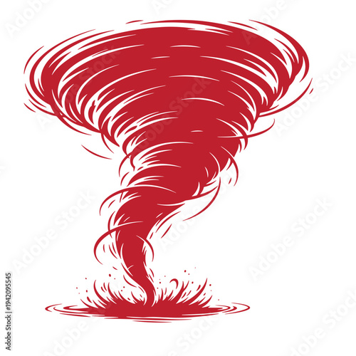 red swirling tornado illustration with white background
