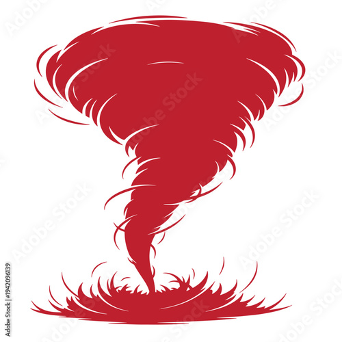 redtornadoillustrationwithswirlingwindsandflamesatthebaseisolatedonwhitebackground