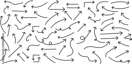 Vector arrow symbols and directional icons in a collage style for design and navigation