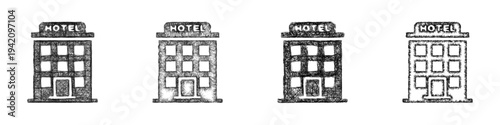 Sketch hotel icon design set