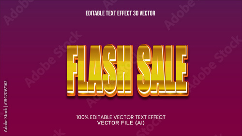 "Flash Sale Gold" Editable Text Effect 3d Vector For All You Needs