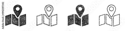 Sketch map icon design set