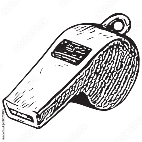 Football Referee Whistle Illustration – Vintage American Football Officiating Tool