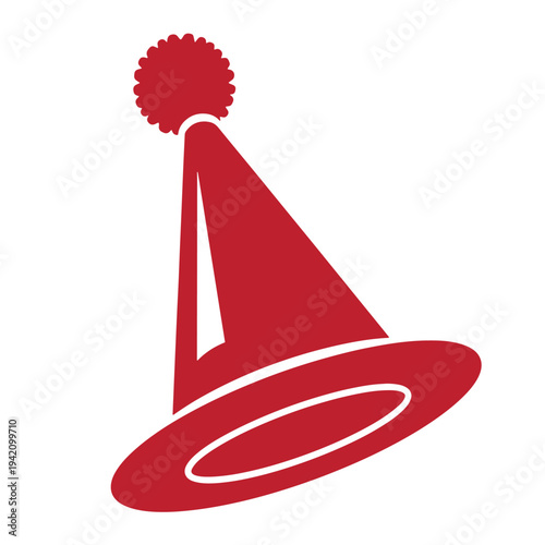 Red party hat with pom pom on top isolated on white background  celebration accessory