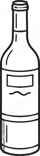 A minimalist line drawing captures a slender wine bottle. The elegant contour of the glass is evident, it can easily represent the refined pleasure of winetasting or any related industry.