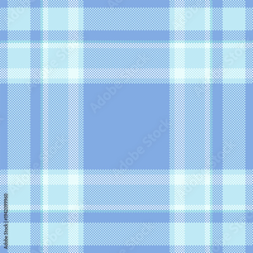 Fashioned plaid textile check, age background vector tartan. Collage fabric seamless texture pattern in blue and light colors.