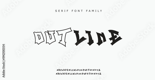 Serif font family with outline typography design