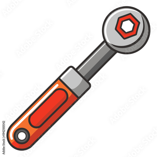 Essential adjustable ratchet wrench tool with a comfortable orange handle for mechanical repairs