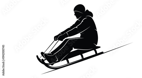 Vector illustration of a person sledding on a sledge
