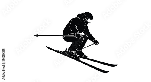 Vector illustration of a skier in mid-air