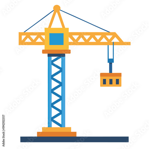 Large Industrial Tower Crane Lifting Materials at a Building Construction Site