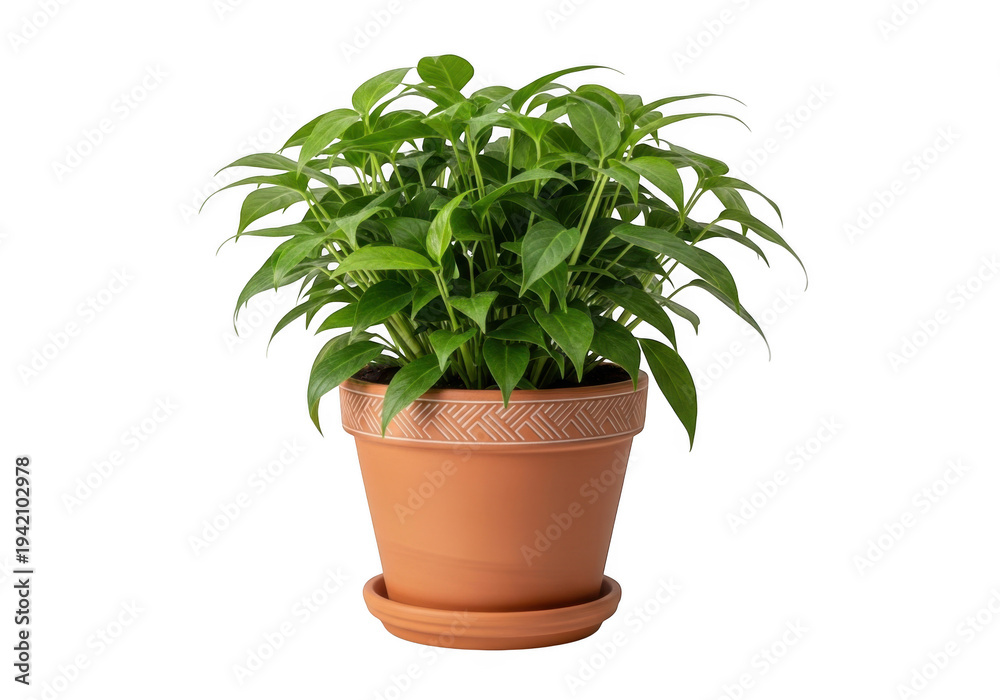 Fototapeta premium A lush green fern plant in a terracotta pot isolated on transparent background