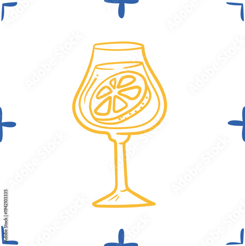 Cocktail Glass With Citrus Slice Line