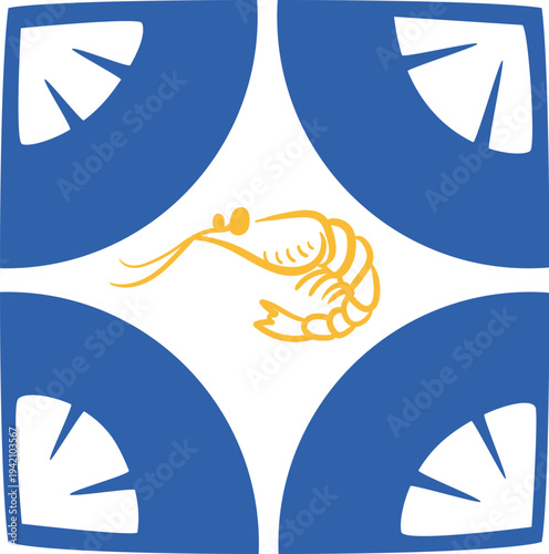 Shrimp Emblem Tile Motif