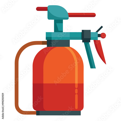 Vibrant red and orange trigger spray bottle illustration for household chores