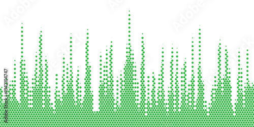 Green Hexagon Dot Equalizer Abstract Vector Background for Music Technology Graphics, Audio Visualization Posters, DJ Event Banners, Sound Wave UI Interfaces and Digital Music Branding