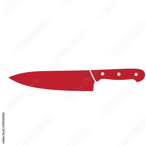 red kitchen knife with handle and blade  cooking utensil for chopping and slicing