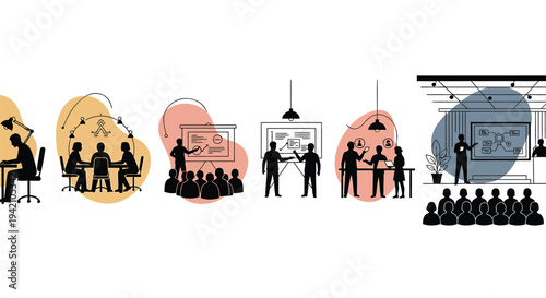 Set of 5 business presentation icons vector