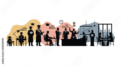 Set of office workers vector illustrations